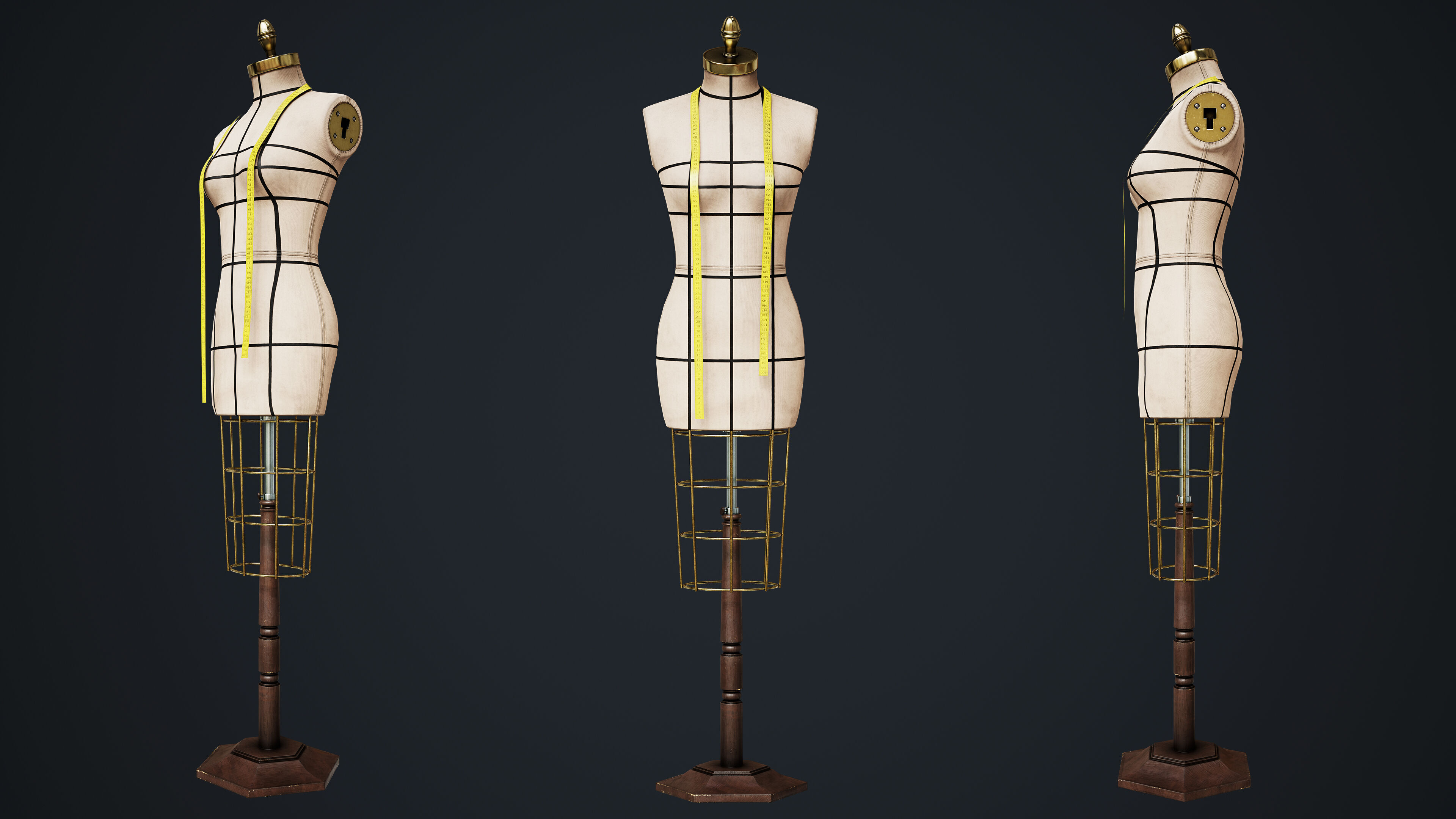 Tailor Manequin Low-poly 3D model_12
