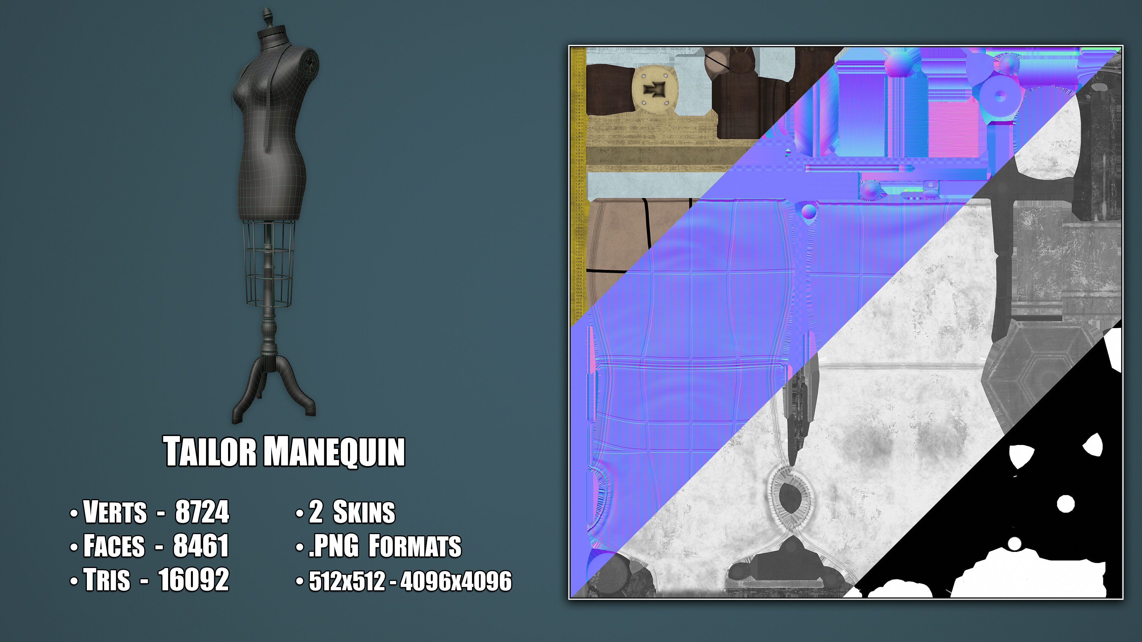 Tailor Manequin Low-poly 3D model_4