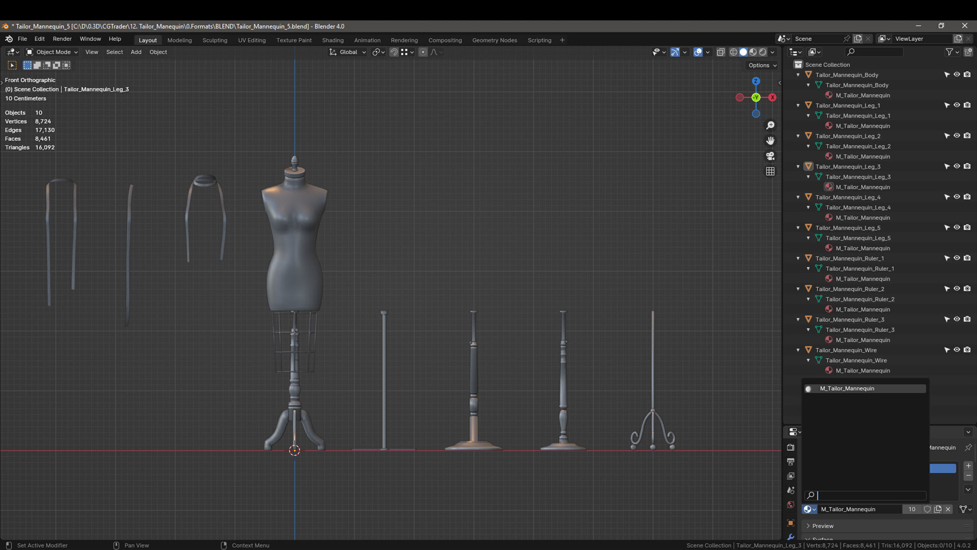 Tailor Manequin Low-poly 3D model_35