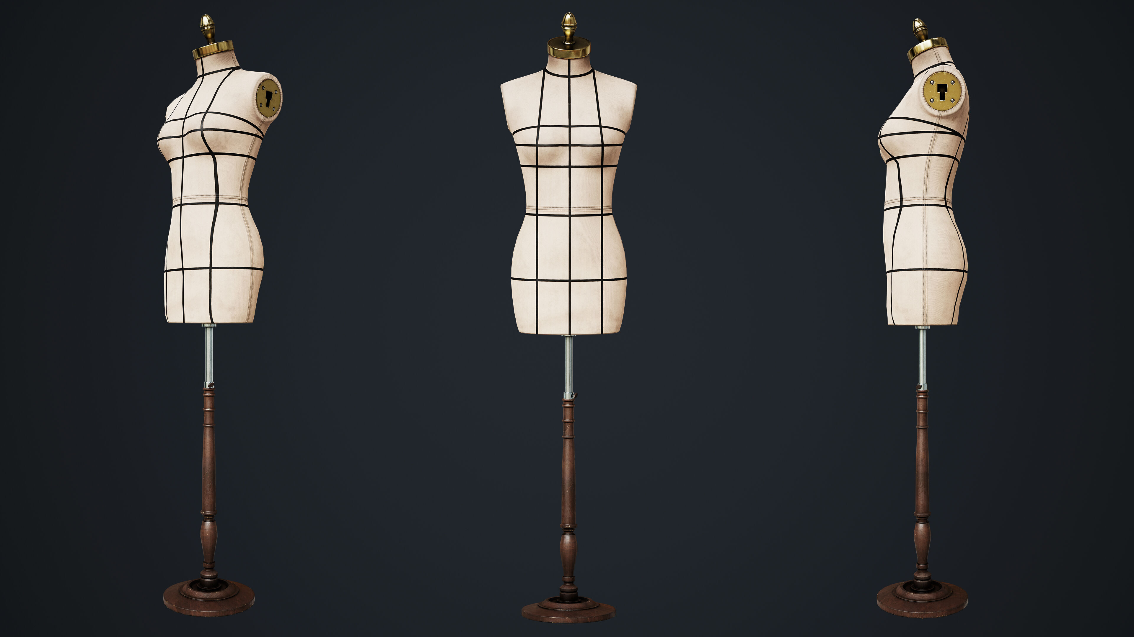 Tailor Manequin Low-poly 3D model_30