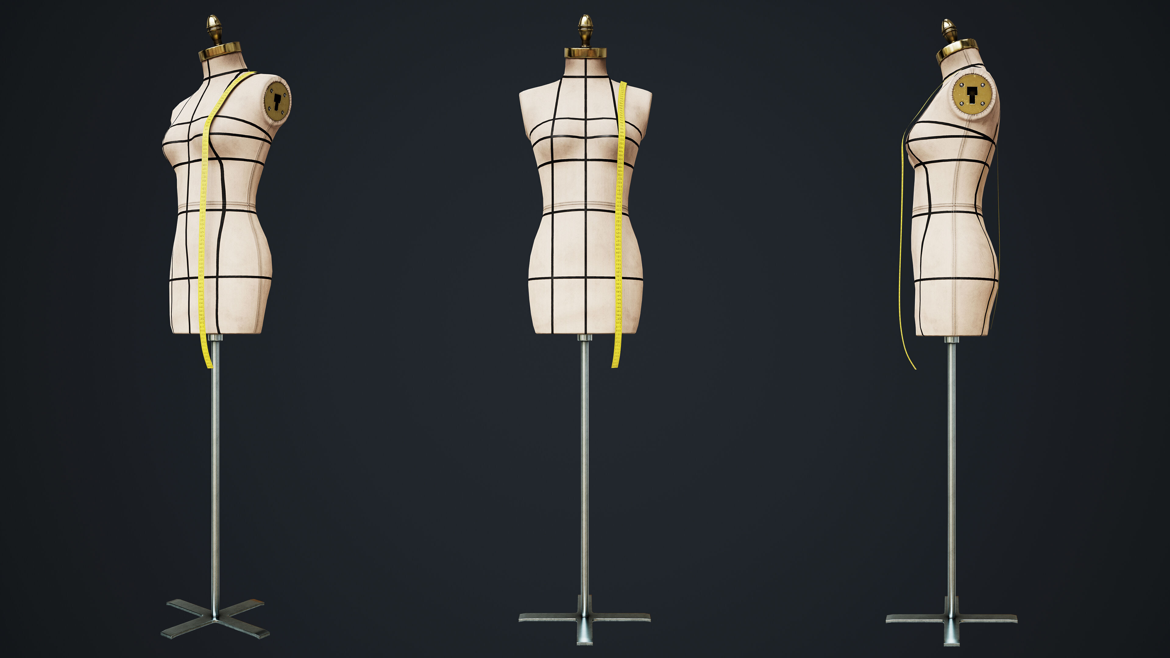 Tailor Manequin Low-poly 3D model_24