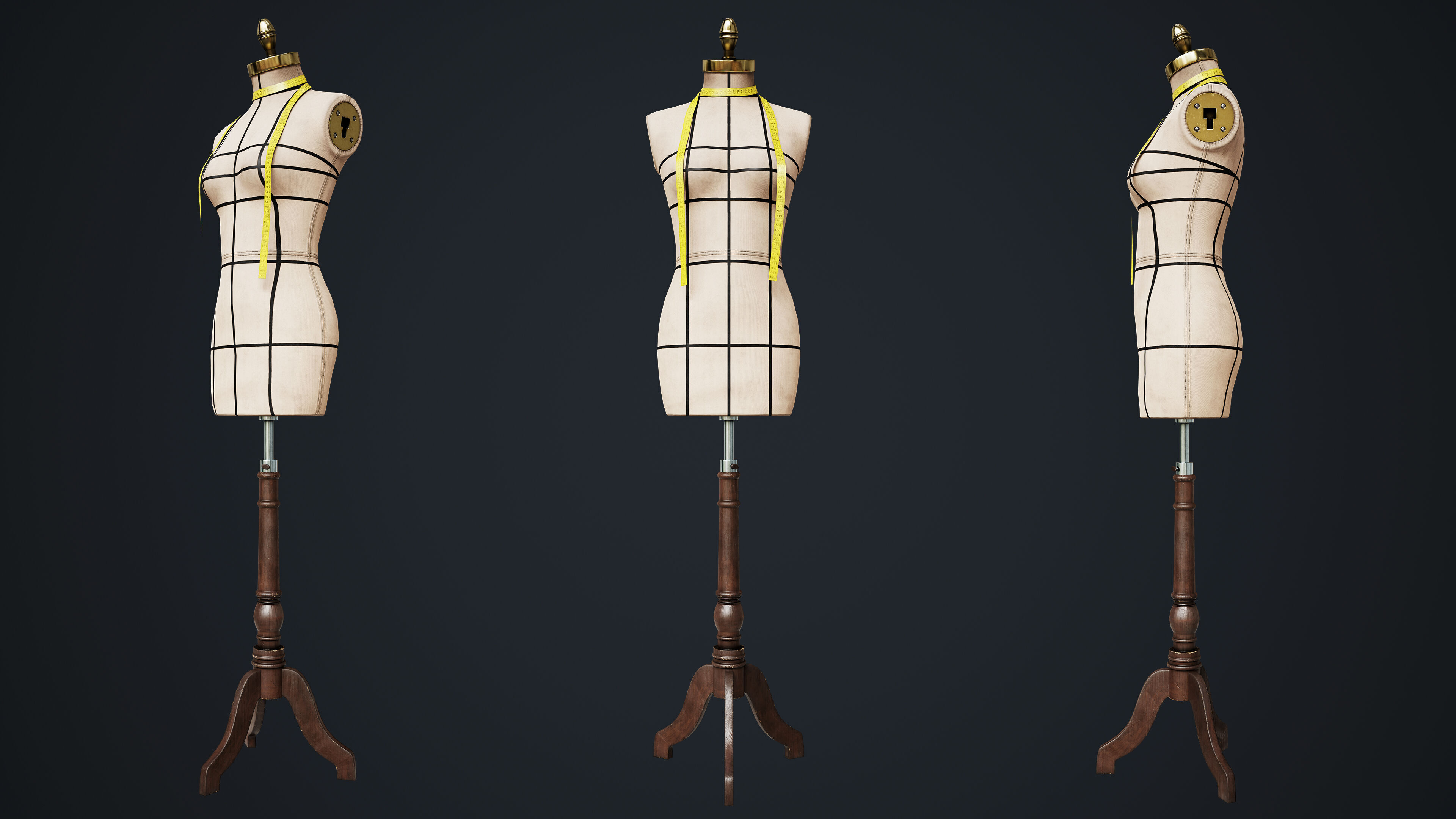 Tailor Manequin Low-poly 3D model_21