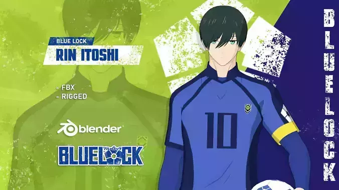 Rin Itoshi - Blue Lock Low-poly 3D model