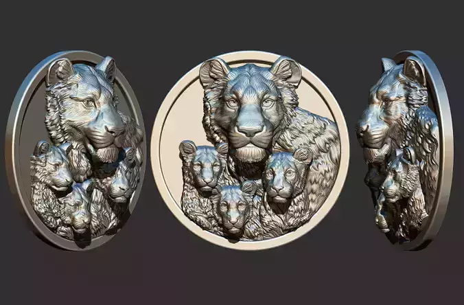 Lion Family  3D print model
