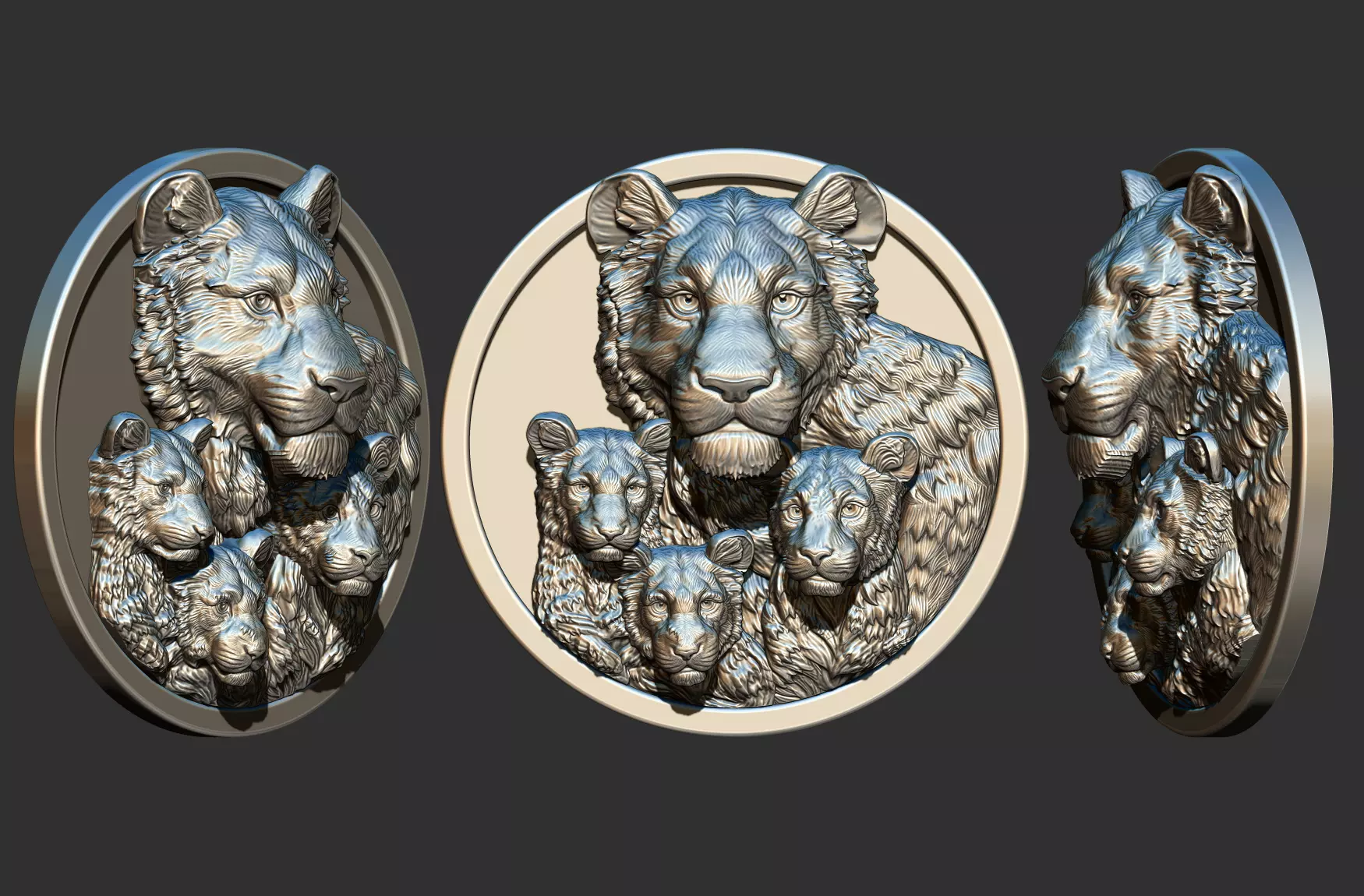 Lion Family  3D print model_0