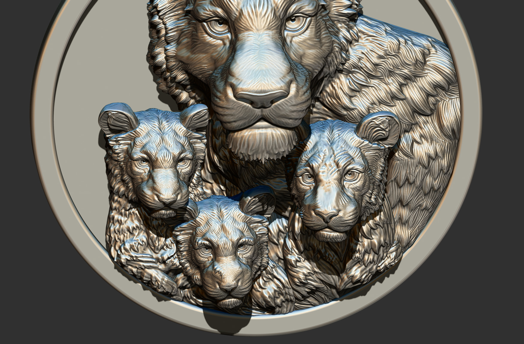 Lion Family  3D print model_7