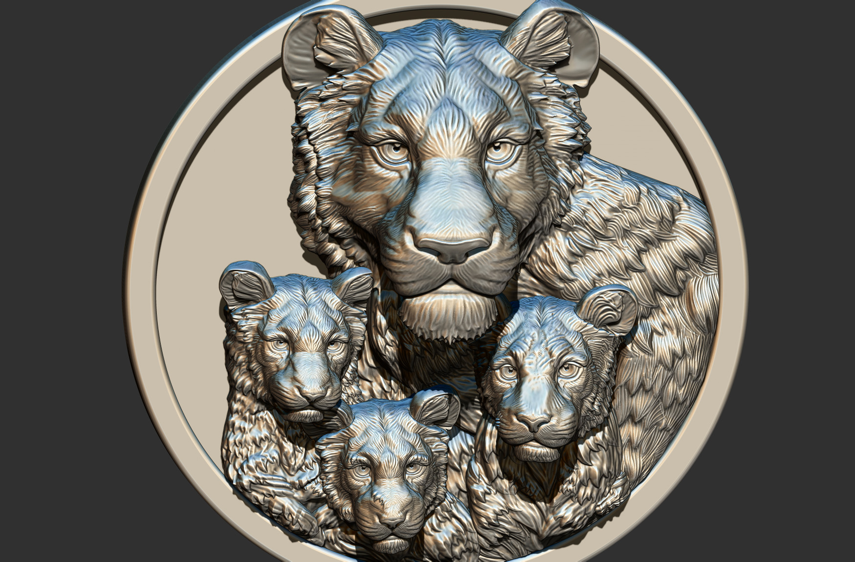 Lion Family  3D print model_5