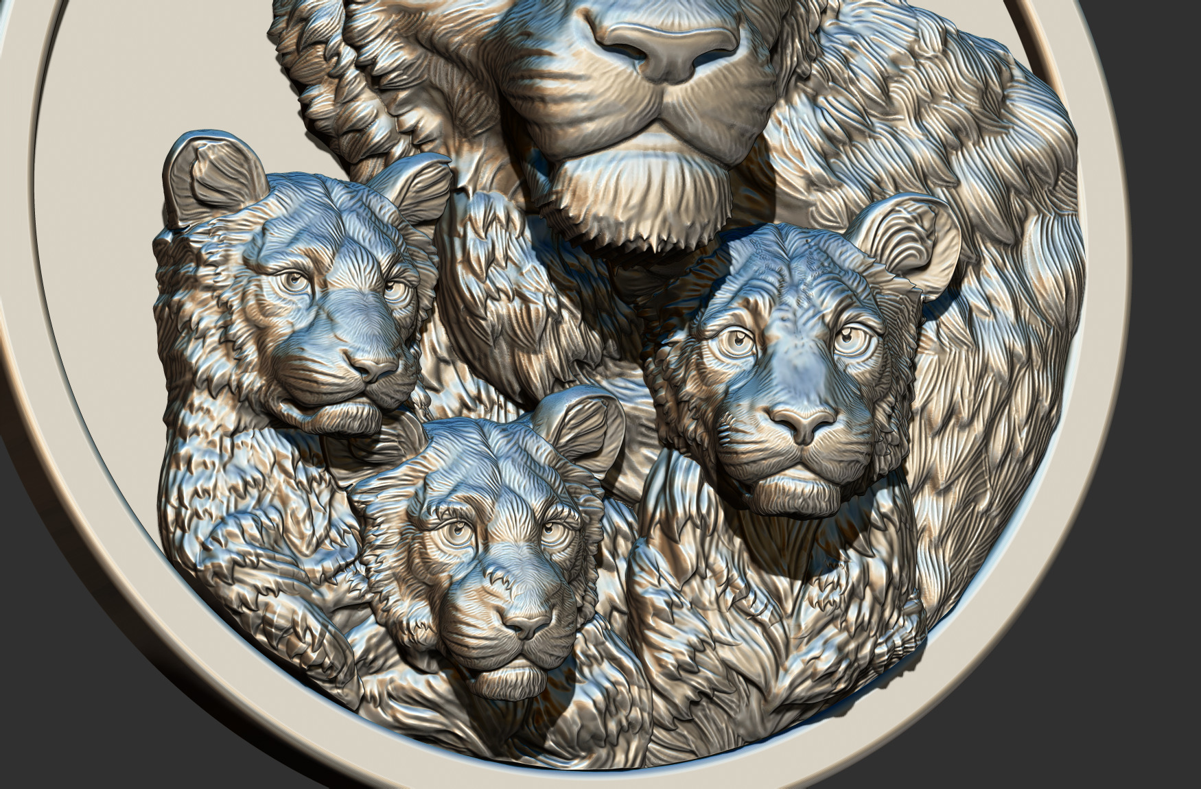 Lion Family  3D print model_11