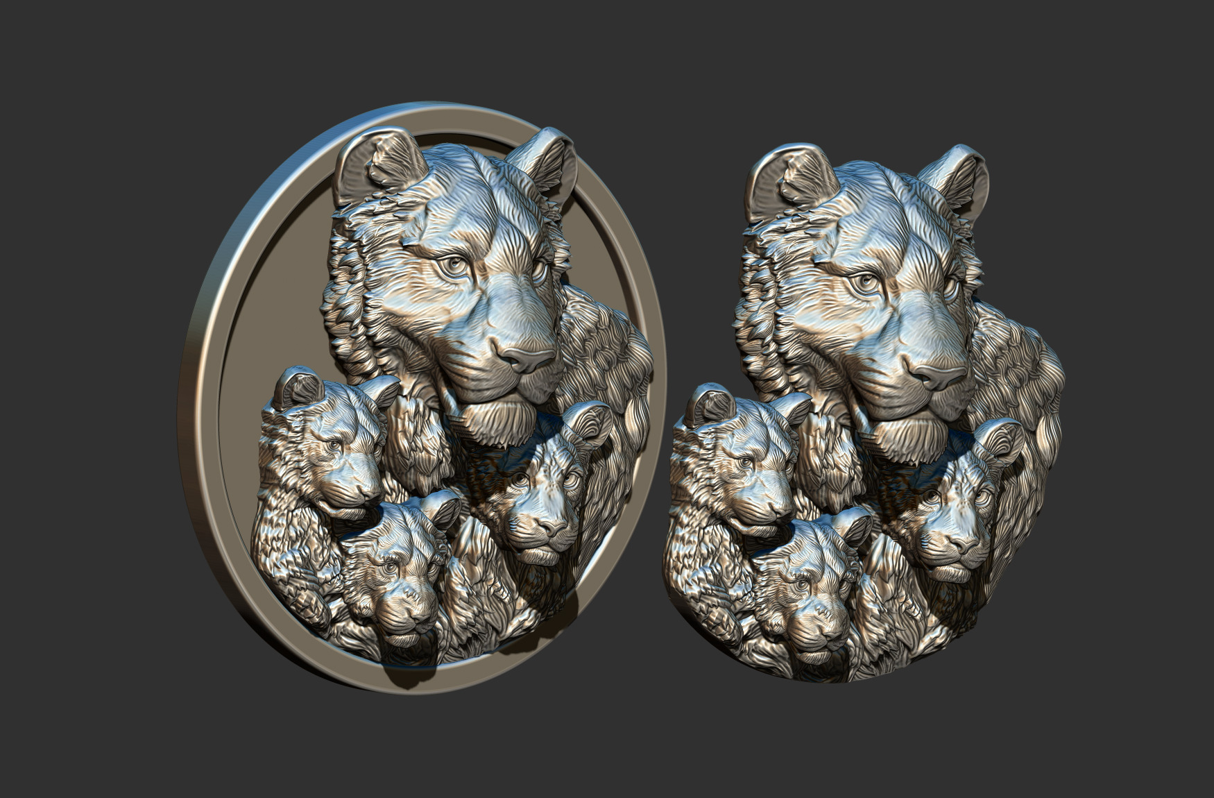 Lion Family  3D print model_2