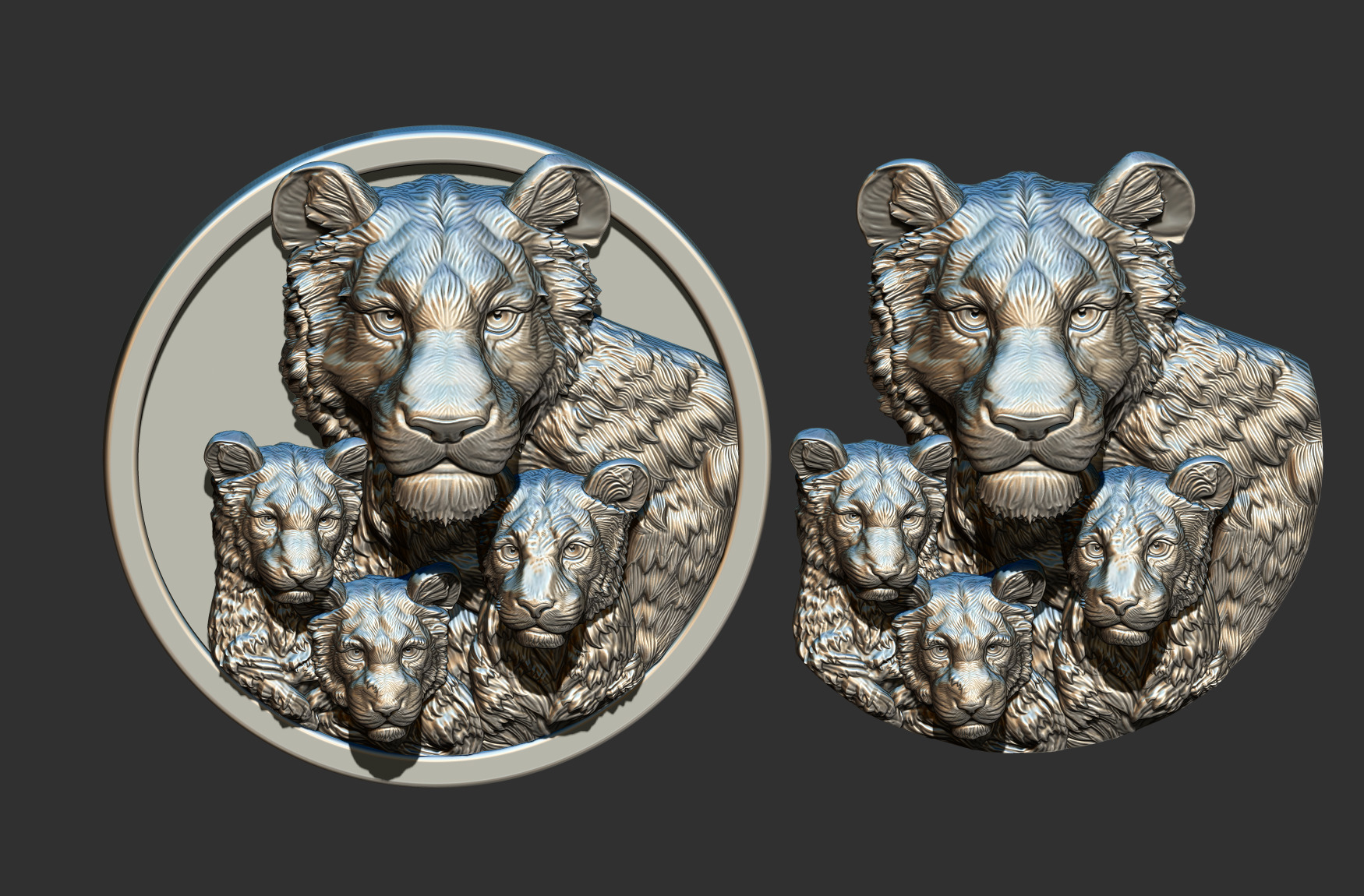 Lion Family  3D print model_1