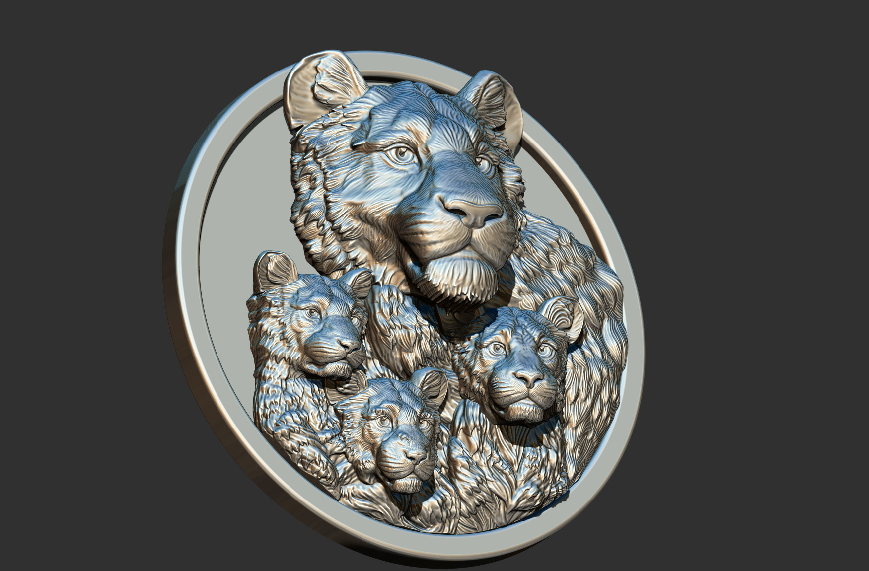 Lion Family  3D print model_12