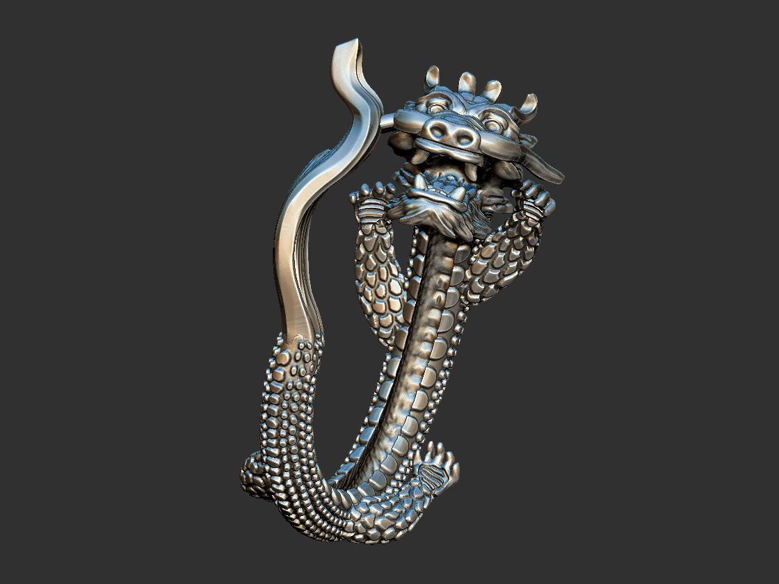 Dragon with Fish Tail - Ouroborus  3D print model_4