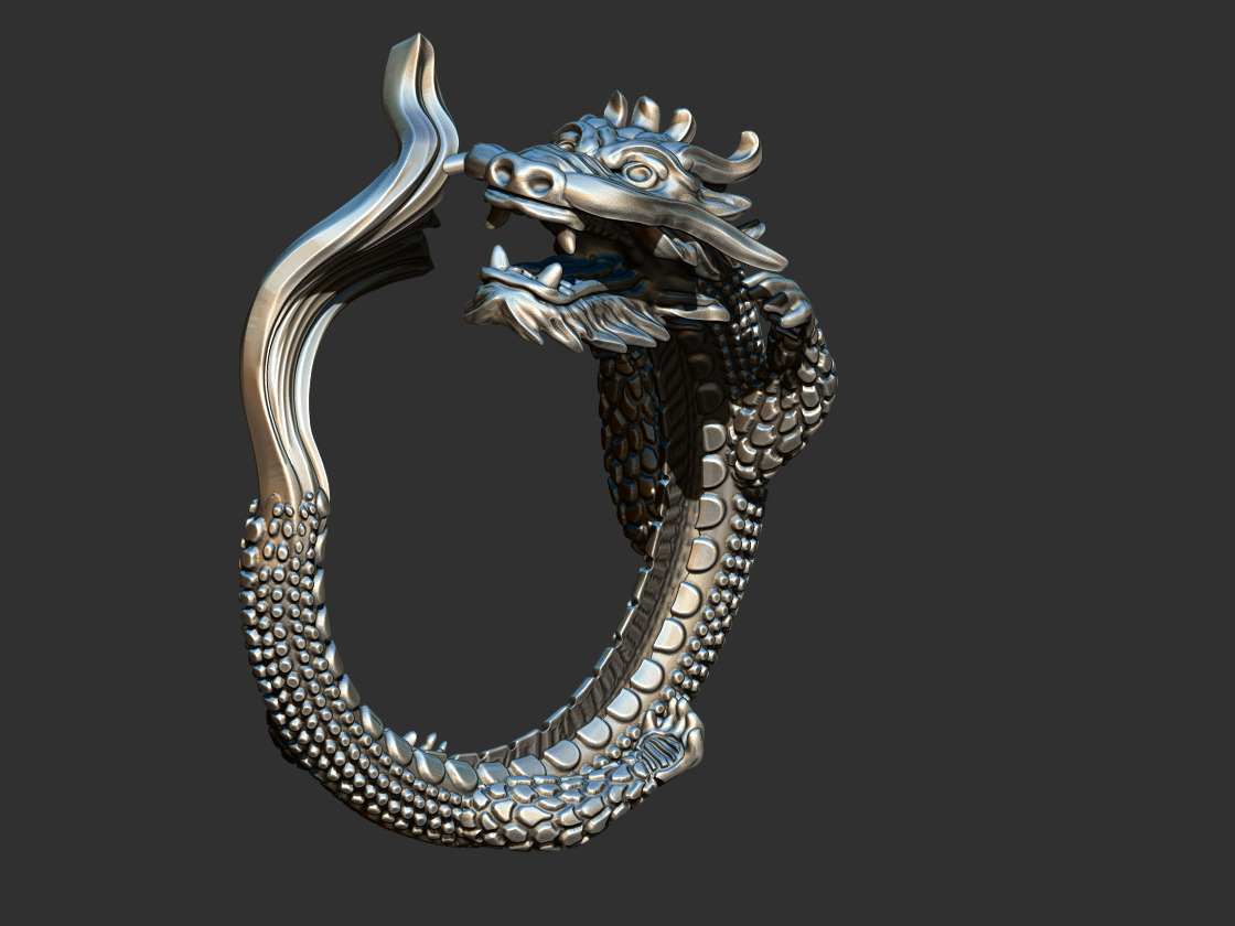 Dragon with Fish Tail - Ouroborus  3D print model_3