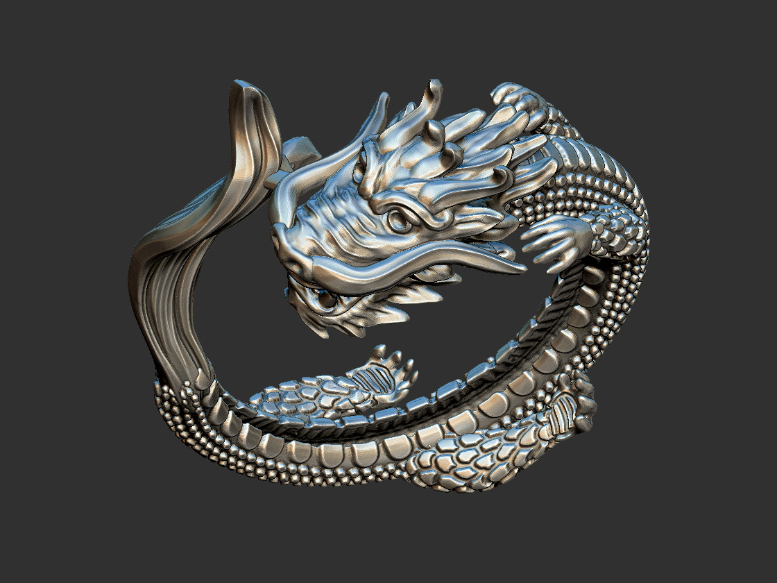 Dragon with Fish Tail - Ouroborus  3D print model_12