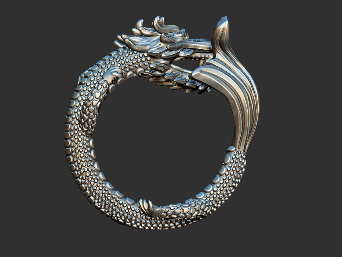 Dragon with Fish Tail - Ouroborus  3D print model_7