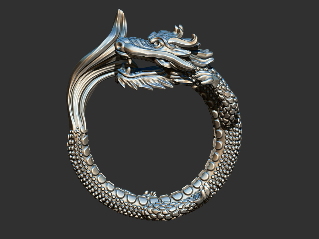 Dragon with Fish Tail - Ouroborus  3D print model_2