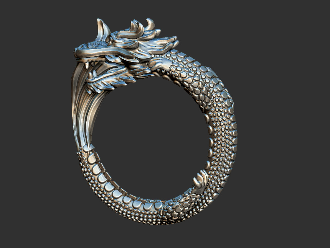 Dragon with Fish Tail - Ouroborus  3D print model_11