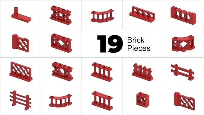 TwindBricks3D - 19 Building Fence collection 3D print model