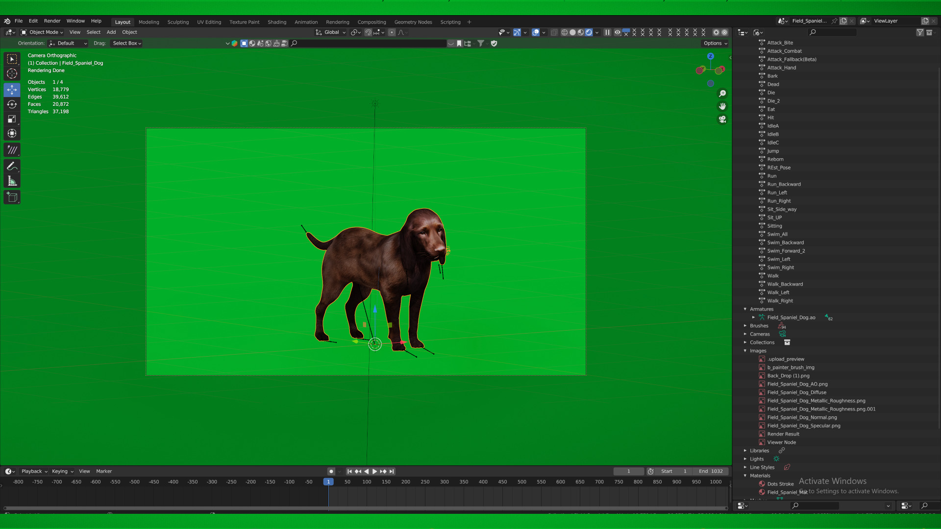 Field Spaniel Dog Low-poly 3D model_14