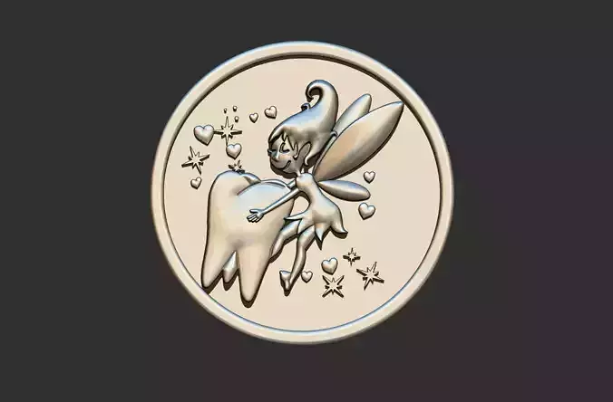 Tooth Fairy Pendant relief 3D print model