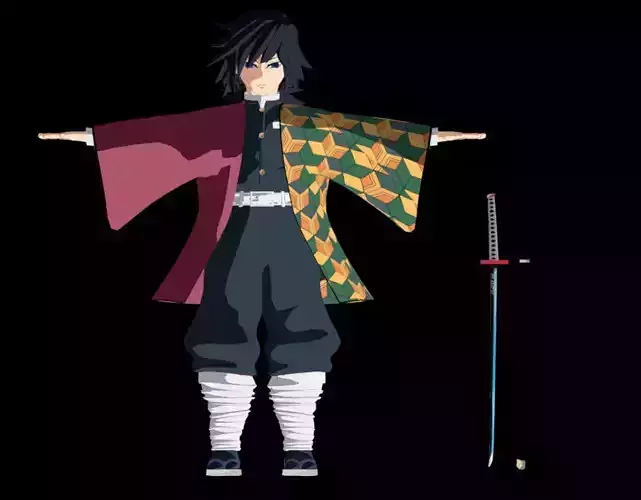 Stylized Anime Swordsman - Fanmade 3D Model - T-Pose