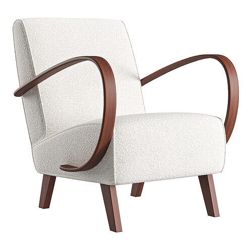 Bentwood and Ivory Boucle Armchair Low-poly 3D model