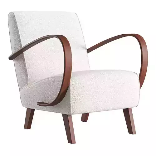 Bentwood and Ivory Boucle Armchair