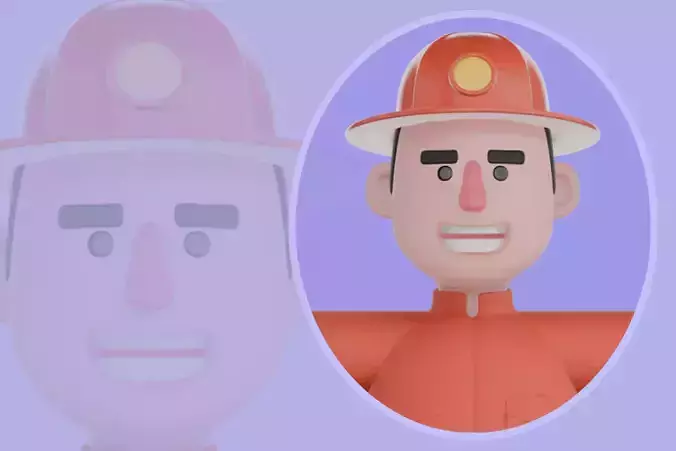 Stylized 3D Firefighter Character - Cartoon Male Rescue Hero