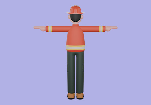 Stylized 3D Firefighter Character - Cartoon Male Rescue Hero 3D model_4