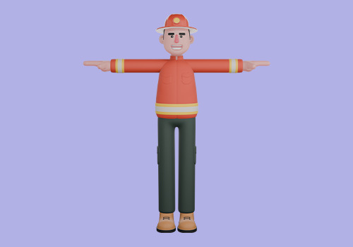Stylized 3D Firefighter Character - Cartoon Male Rescue Hero 3D model_2