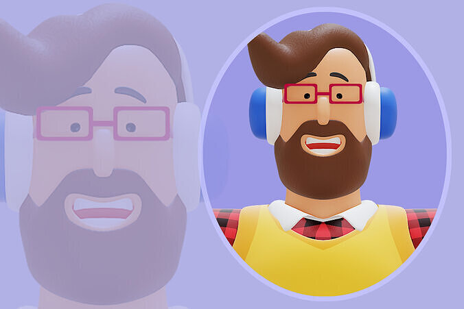 Stylized 3D Male Character - Cartoon Modern Hipster Guy 3D model