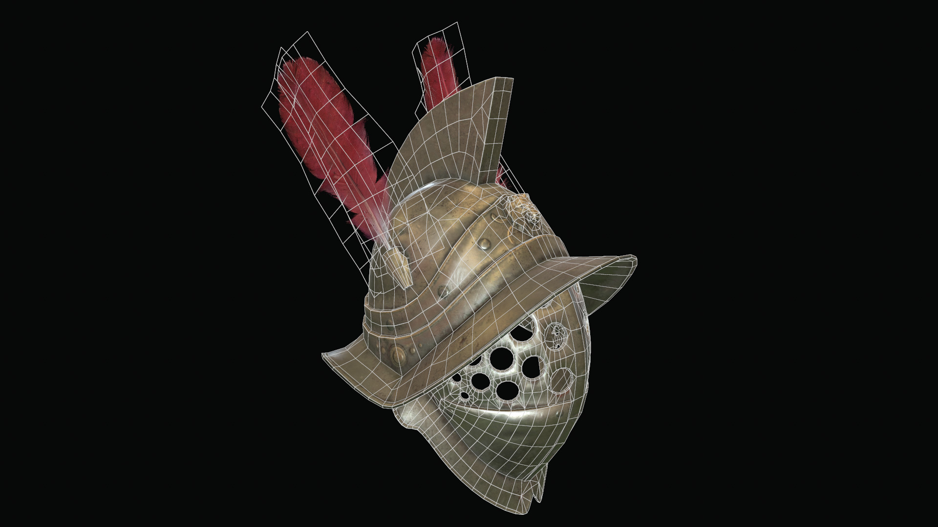 Gladiators Helmet Low-poly 3D model_9