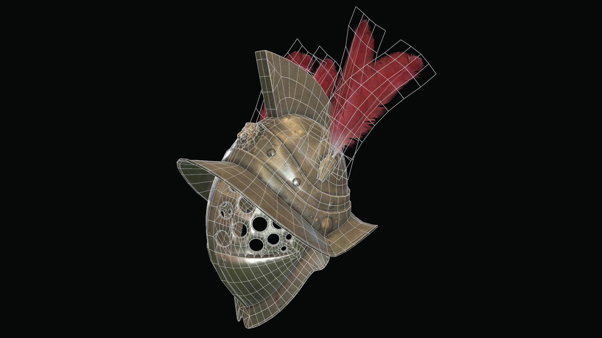 Gladiators Helmet Low-poly 3D model_7