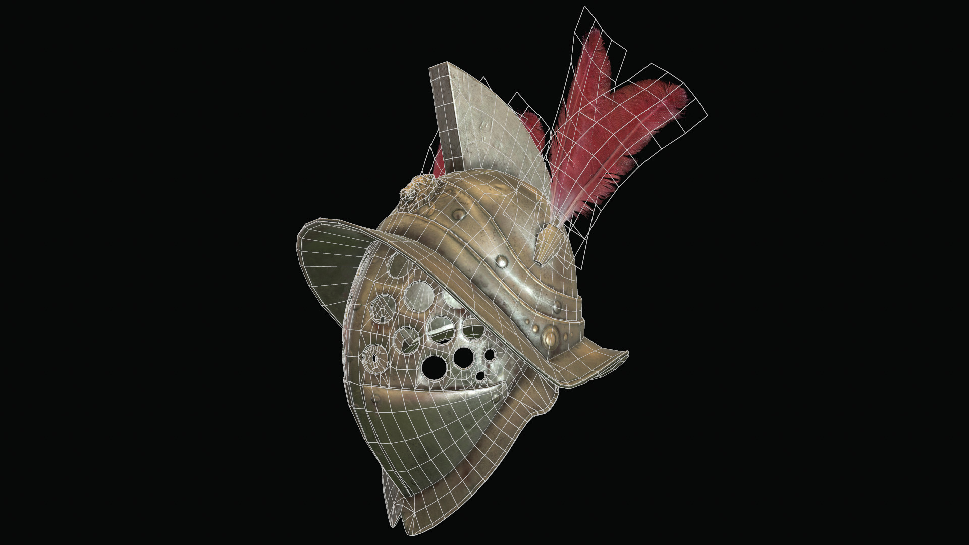 Gladiators Helmet Low-poly 3D model_6