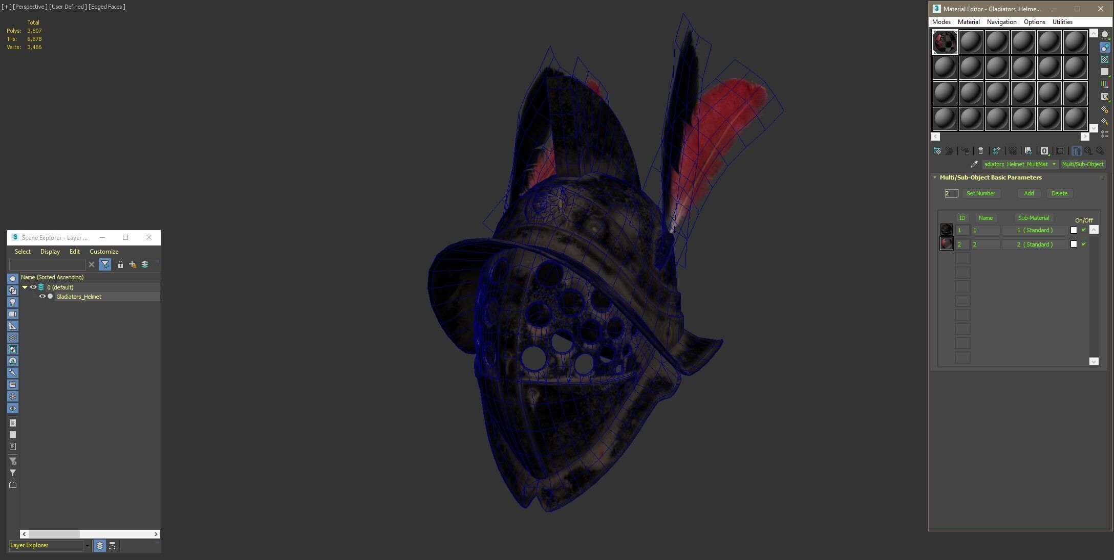 Gladiators Helmet Low-poly 3D model_13