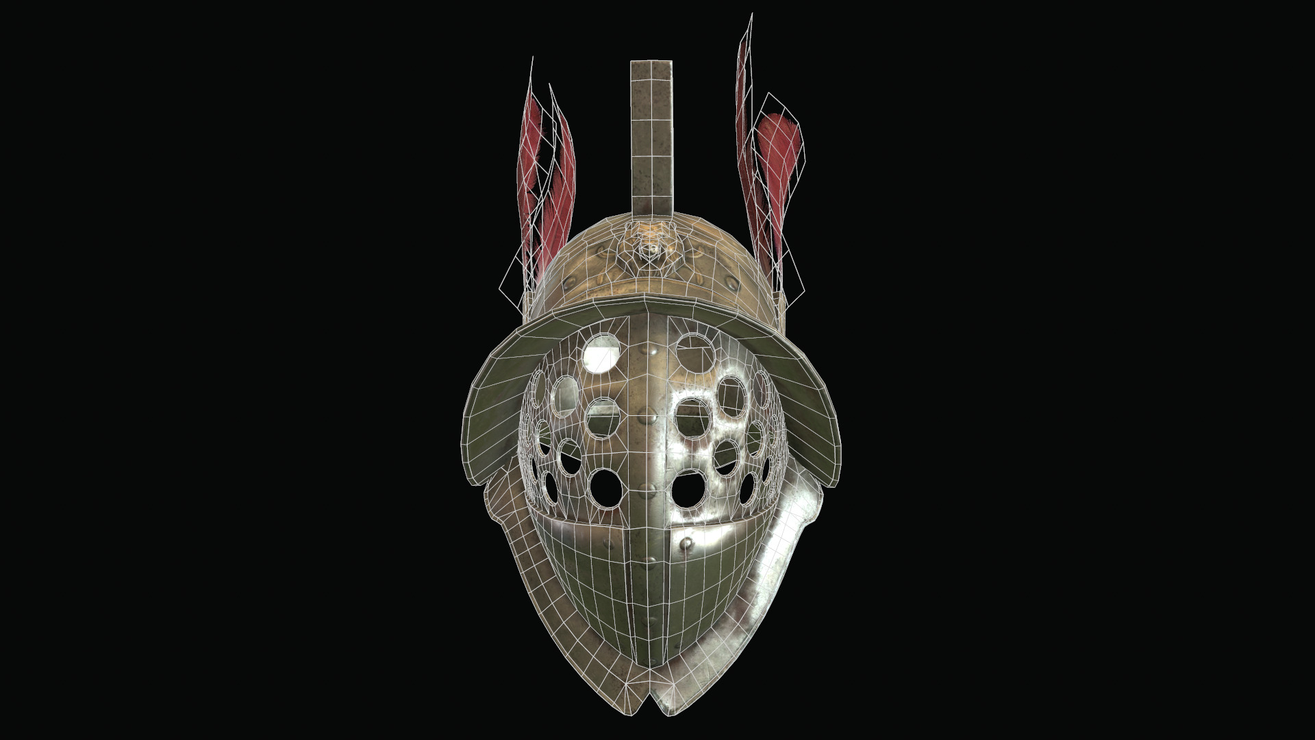 Gladiators Helmet Low-poly 3D model_8