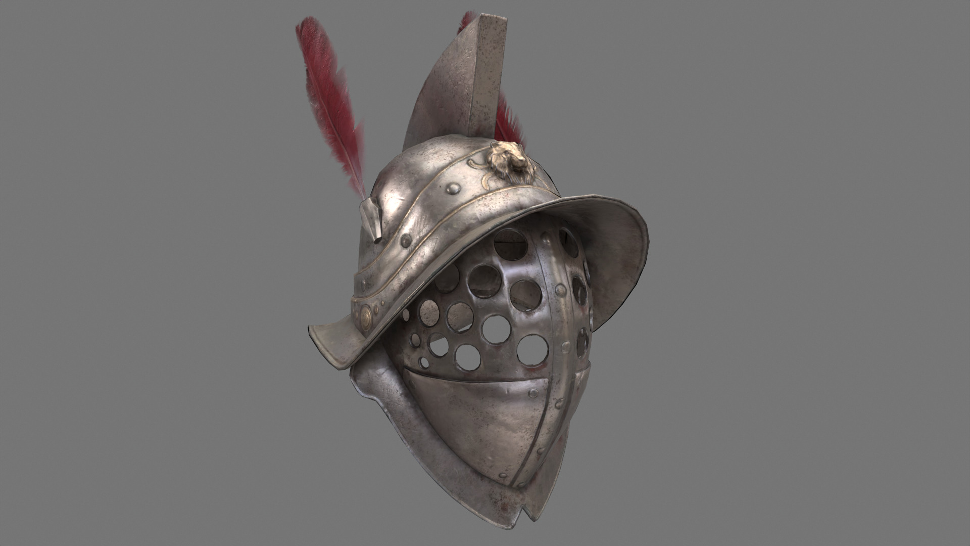 Gladiators Helmet Low-poly 3D model_2