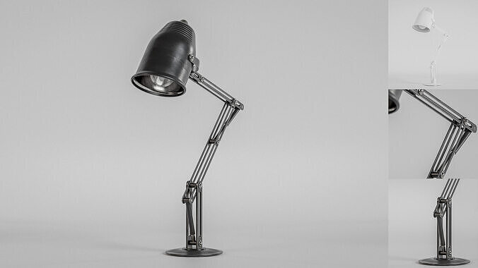 Industrial sci-fi desk lamp concept Low-poly 3D model