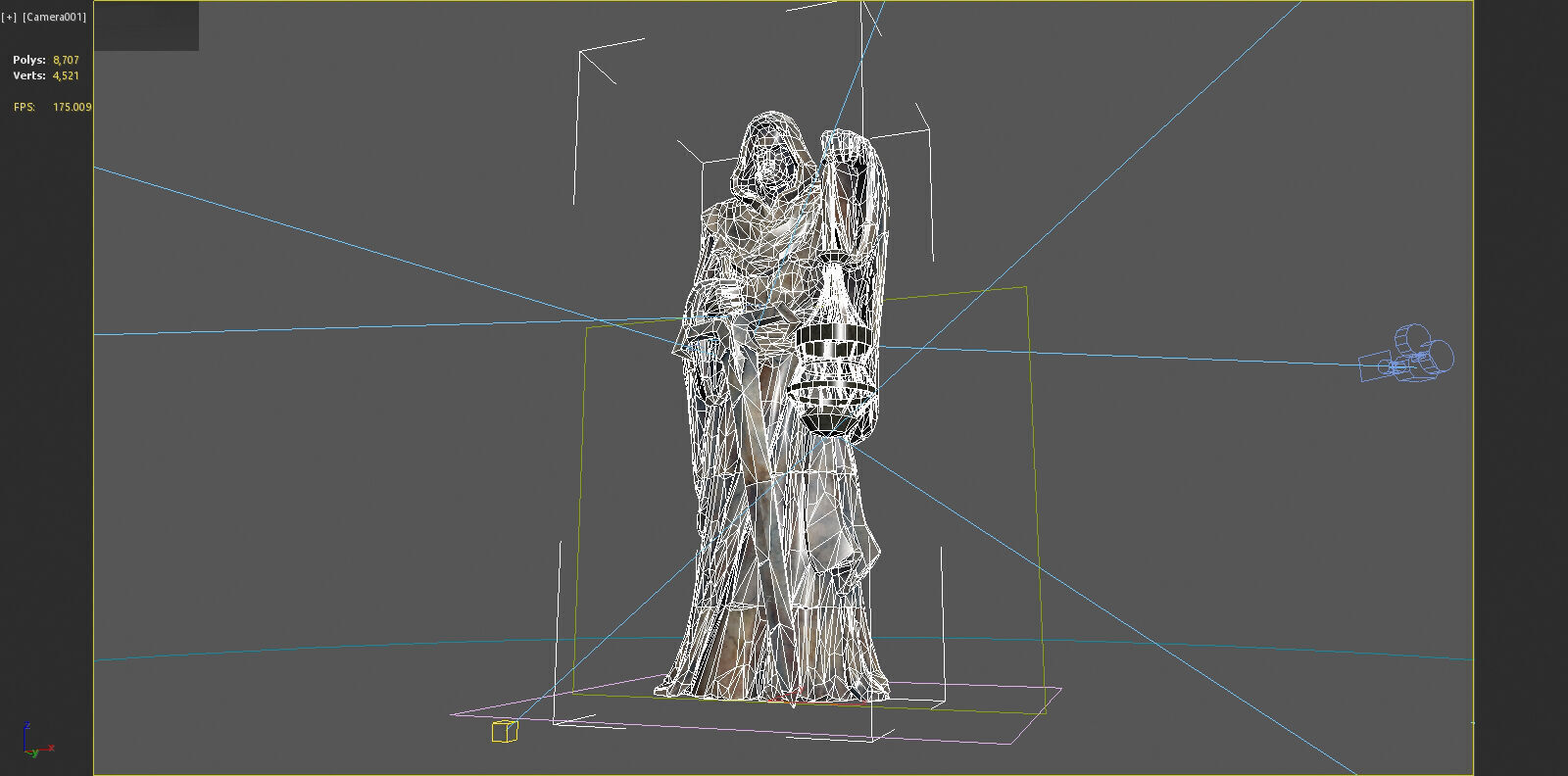 Ancient figure lantern statue 3D model_7