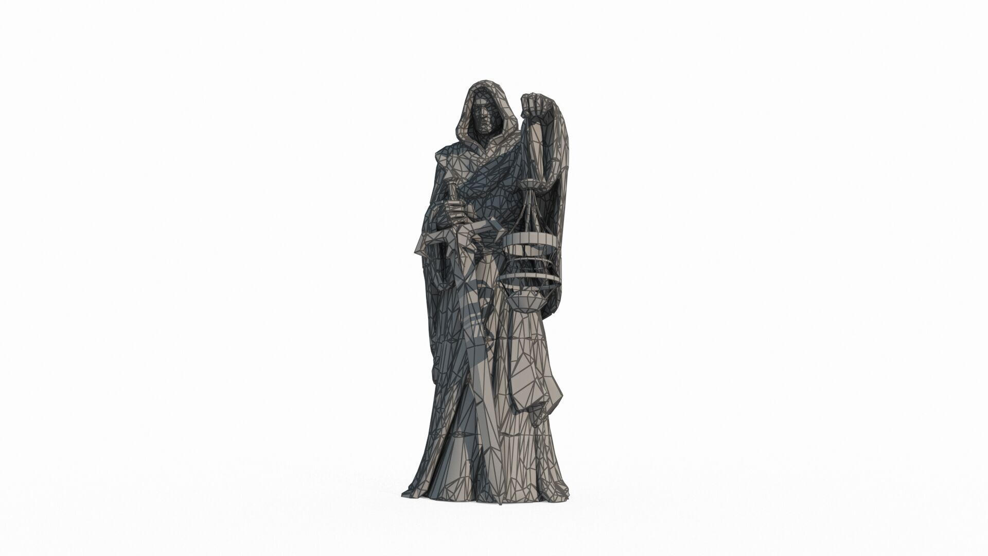 Ancient figure lantern statue 3D model_6