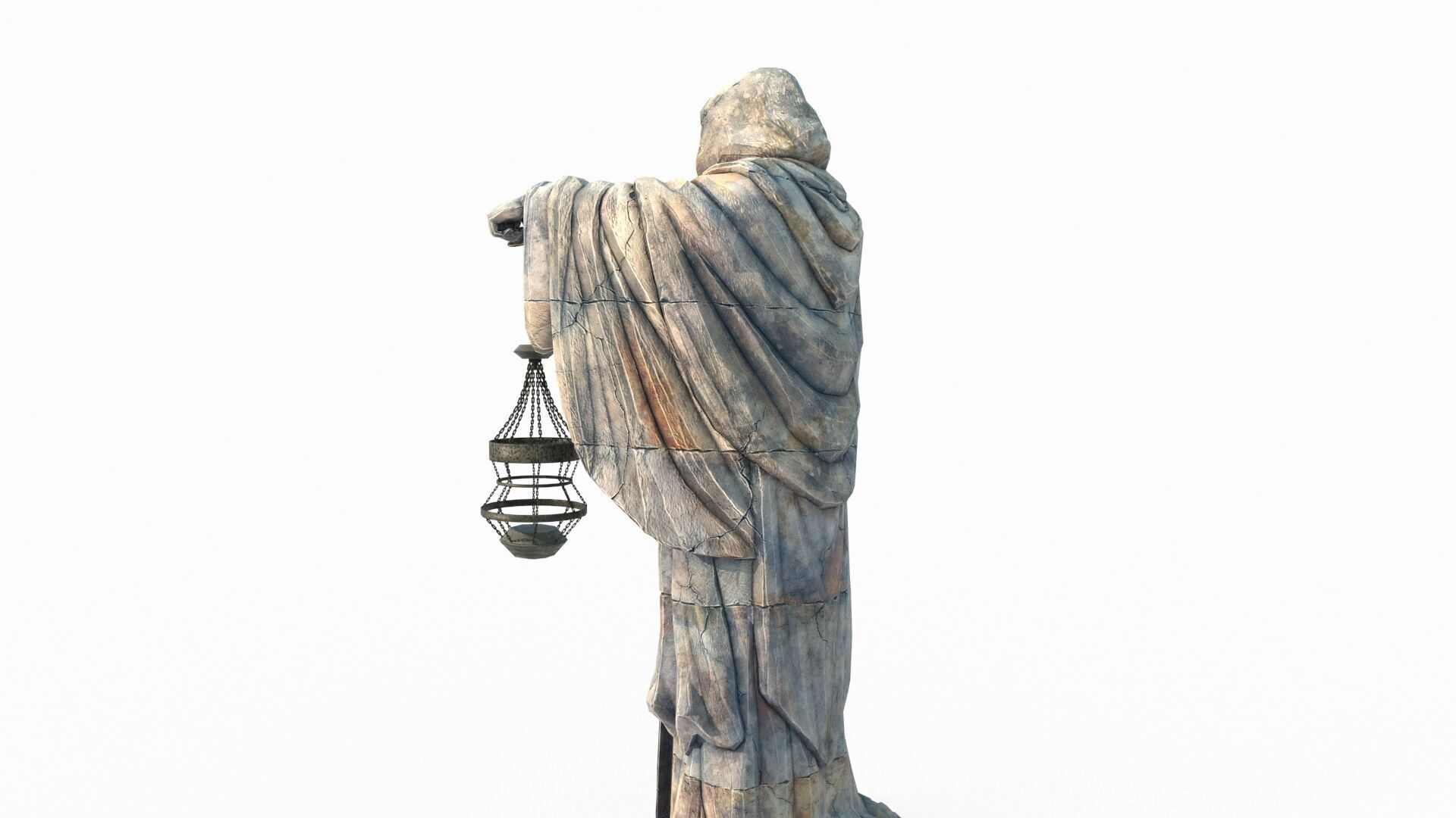 Ancient figure lantern statue 3D model_5