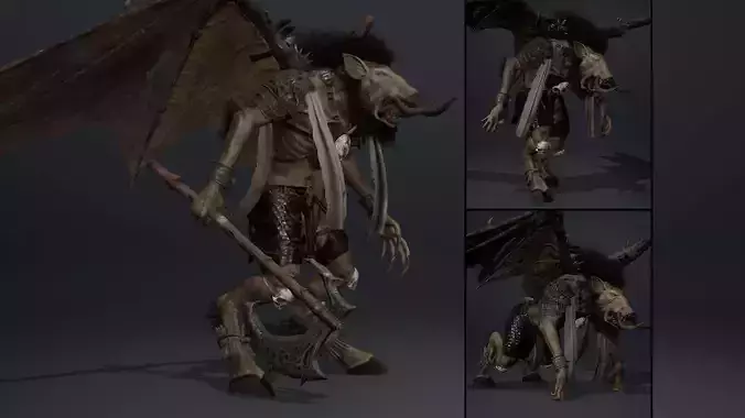 Thunder Barbarian ArmWing Low-poly 3D model