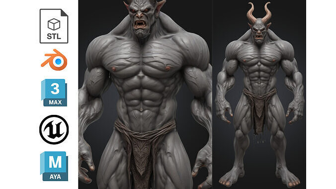 Demonic Minotaur Low-poly 3D model
