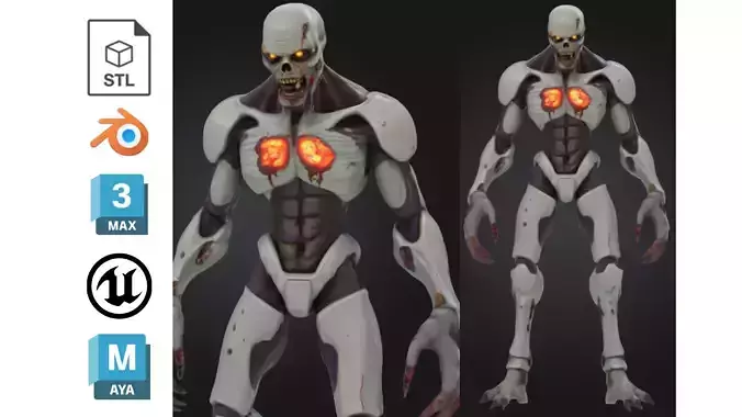 Bio Mech Zombie Low-poly 3D model