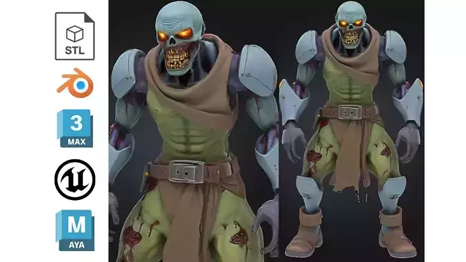 Undead Cyber Gladiator Low-poly 3D model