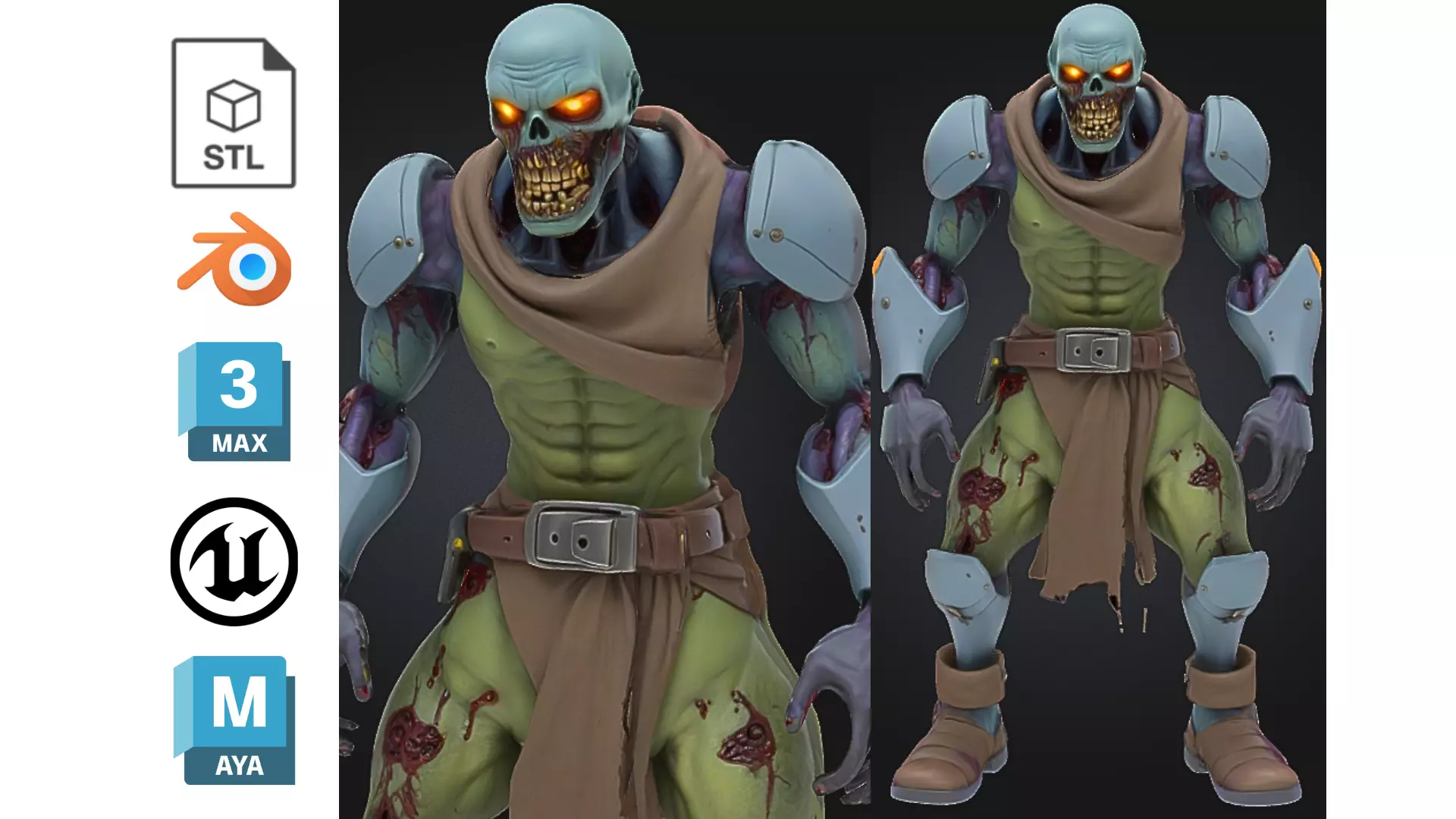 Undead Cyber Gladiator Low-poly 3D model_0