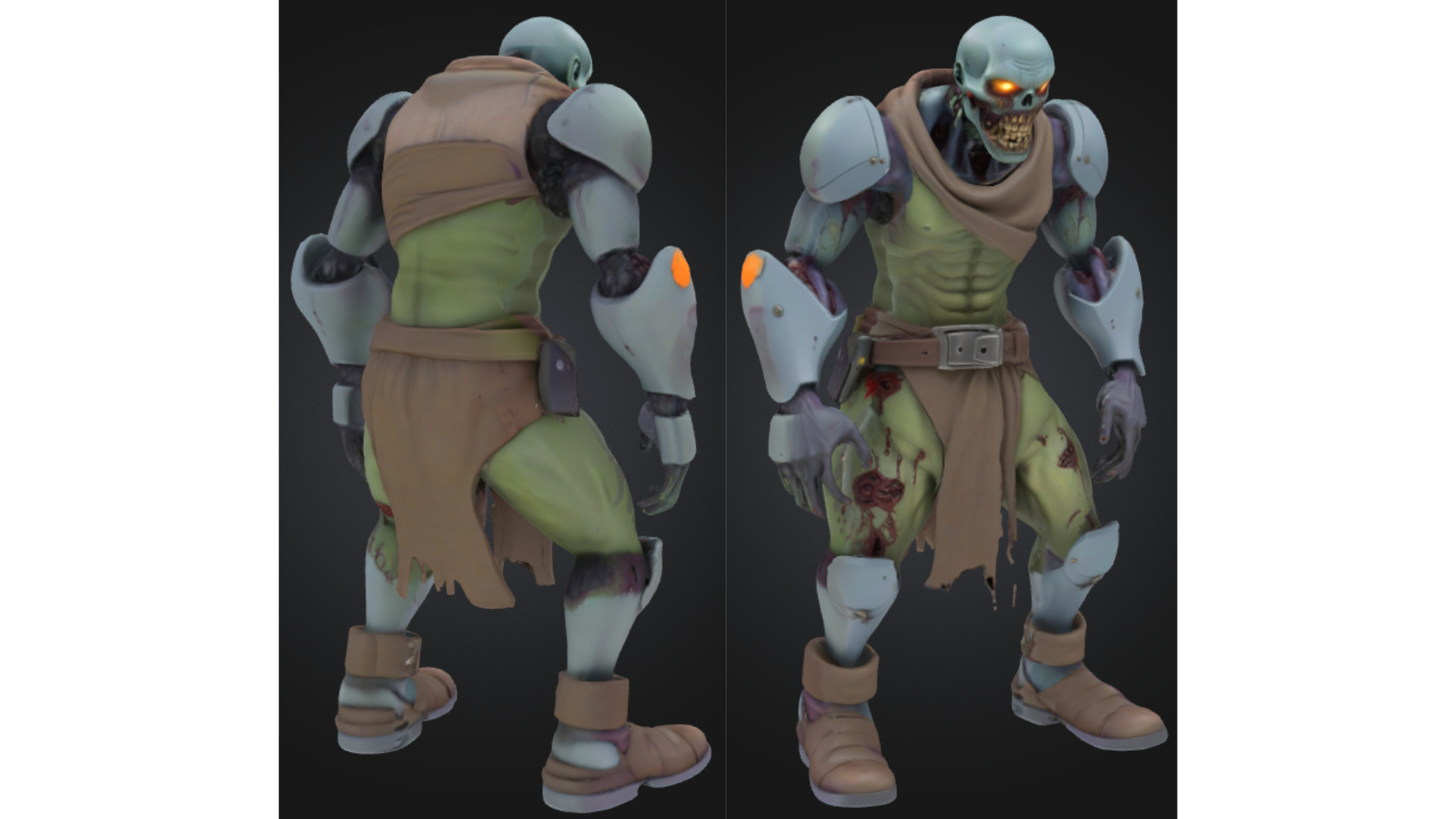 Undead Cyber Gladiator Low-poly 3D model_2