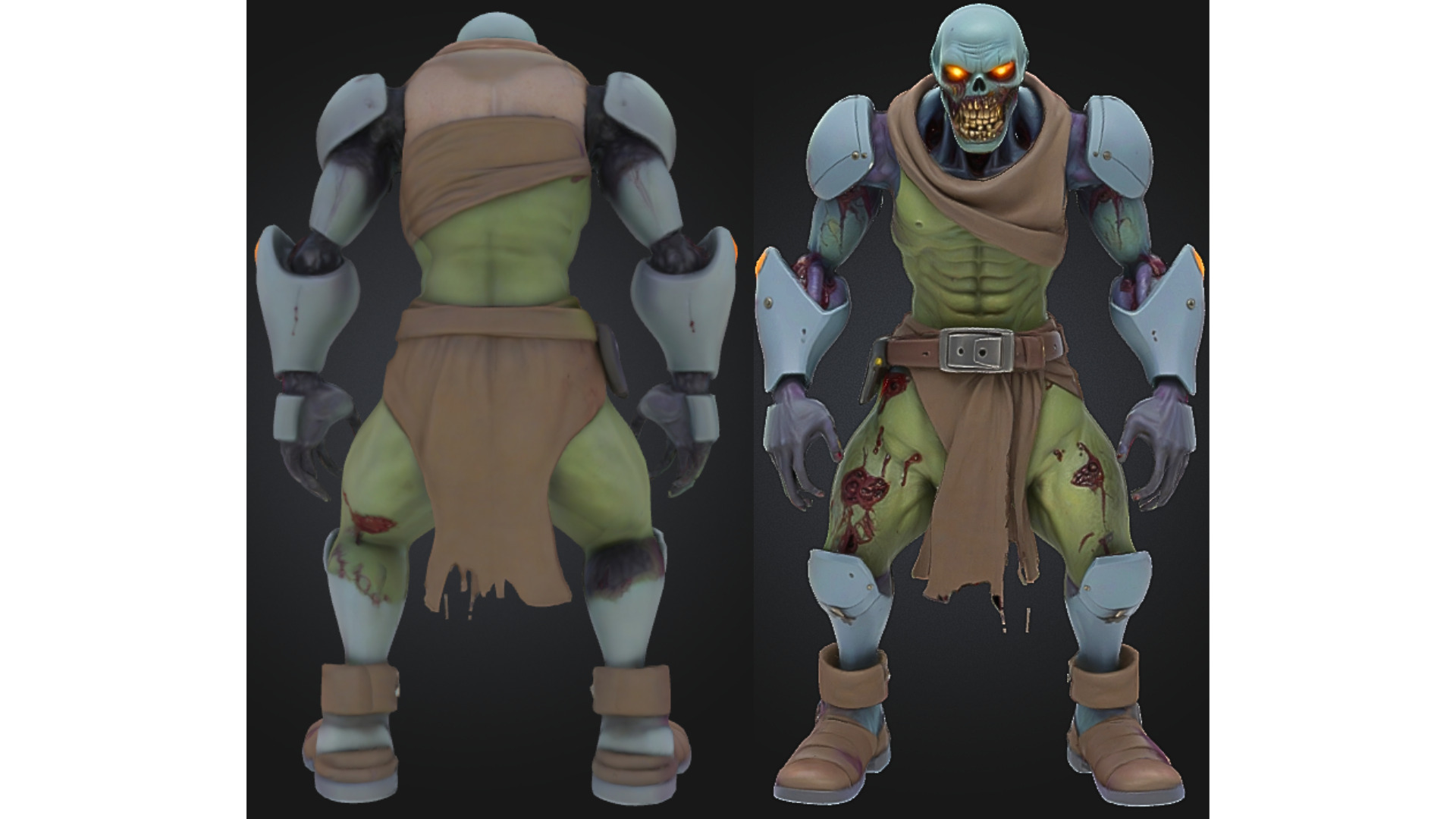 Undead Cyber Gladiator Low-poly 3D model_1