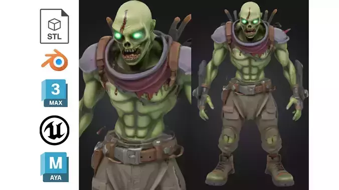 Tactical Undead Soldier Zombie Low-poly 3D model