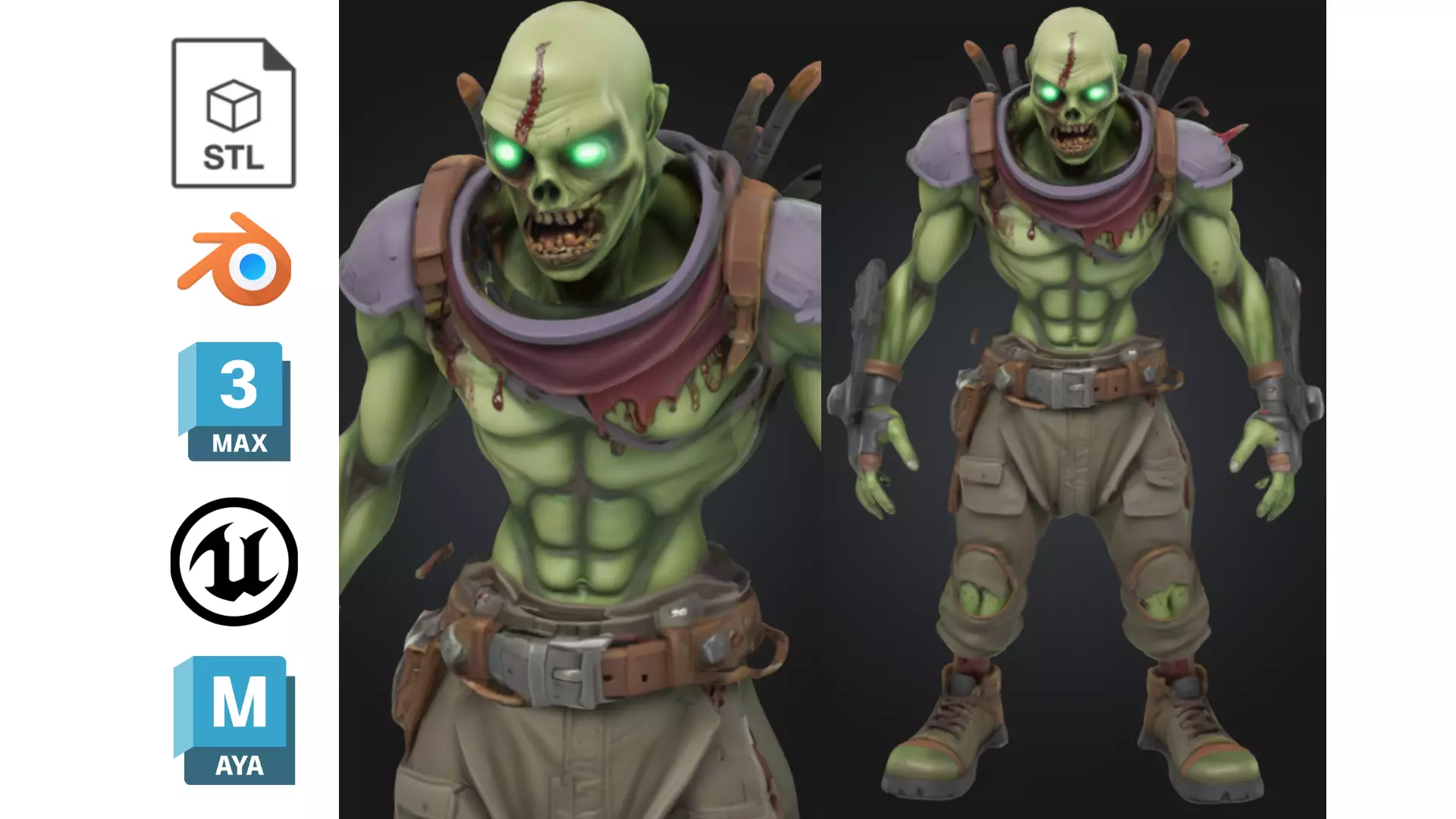 Tactical Undead Soldier Zombie Low-poly 3D model_0